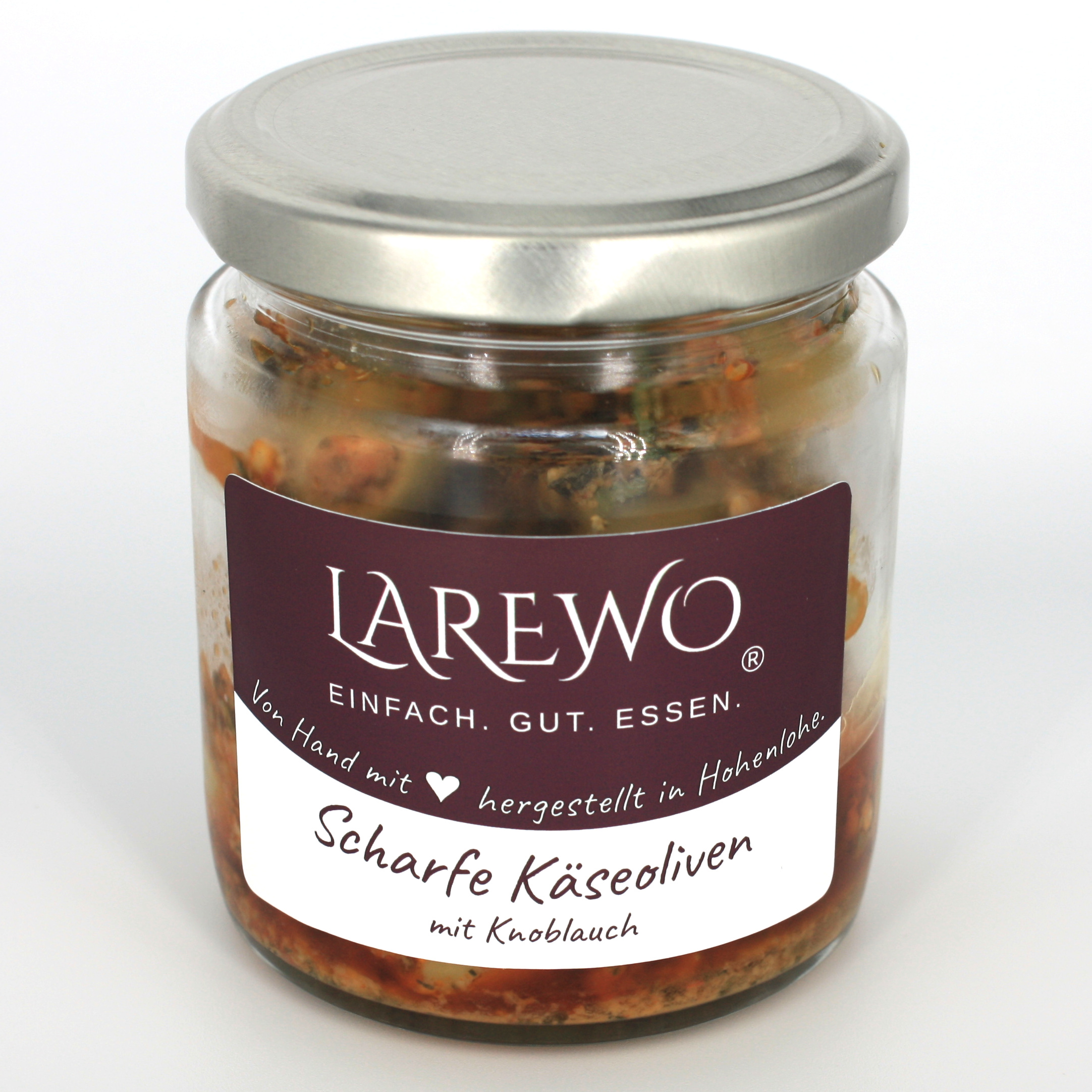 Scharfe grüne Oliven mit Käsefüllung 150 g