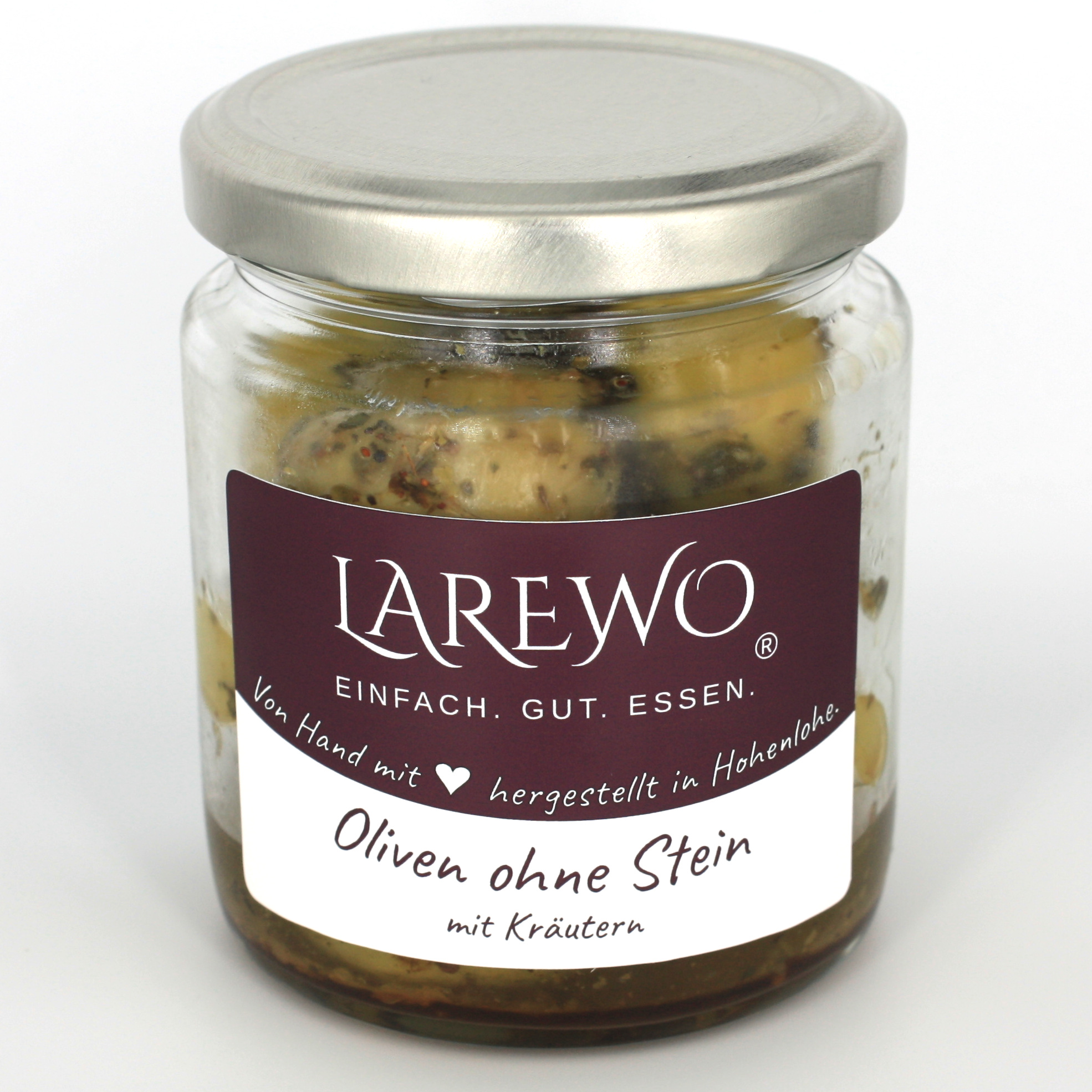 Grüne Oliven ohne Stein mit Kräutern 120 g